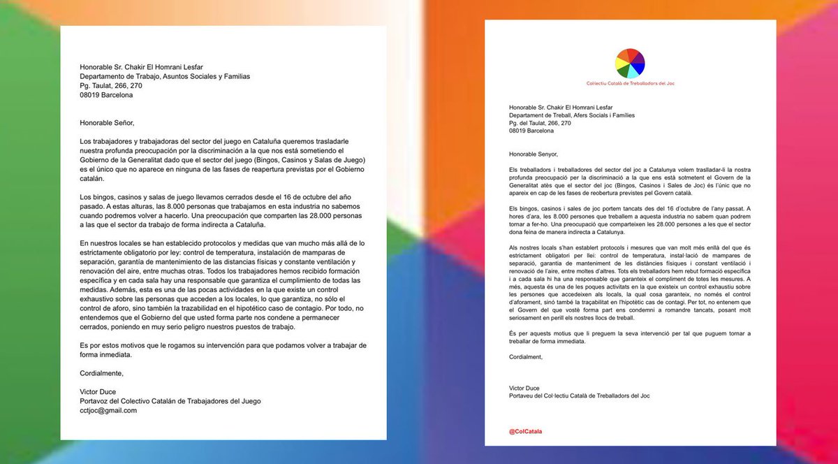 #Cataluña. Difundimos la carta remitida al Consejero @ChakirelHomrani por el <a href="/ColCatala/">cctj</a> azarplus.com/difundimos-la-…