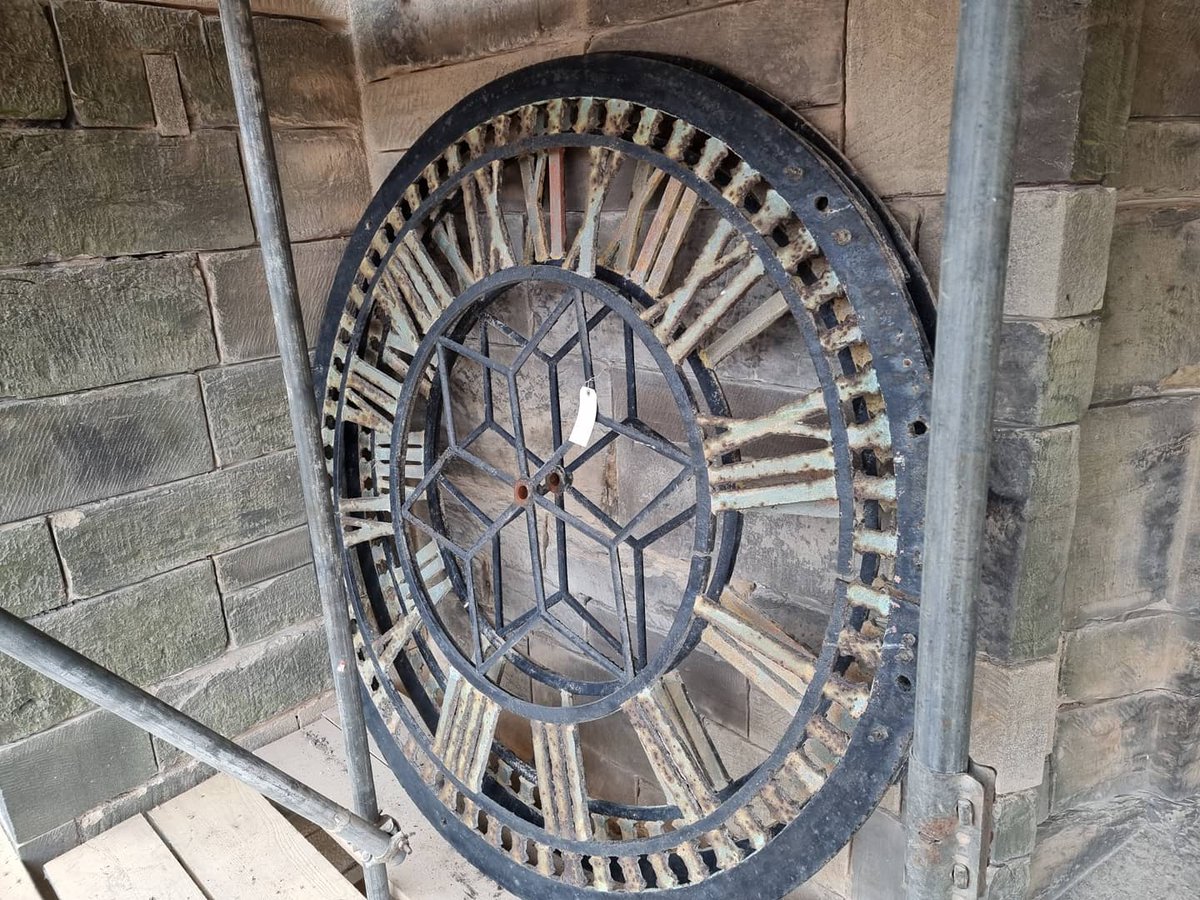 TimeAssured's tweet image. Our clockmakers have been busy ove the last couple of days,  removing four cast iron skeleton dials from a church in Leicester. They will be sand blasted, painted and then gilded with 23&amp;amp;1/2ct gold leaf before being refitted using stainless steel fixings.