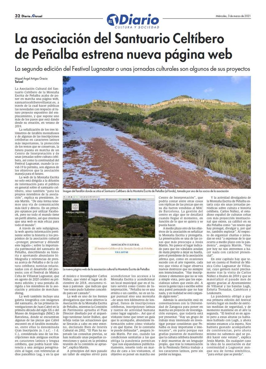 Y también es noticia otro proyecto con el que estamos colaborando activamente "El santuario de Peñalba" de #Villastar.