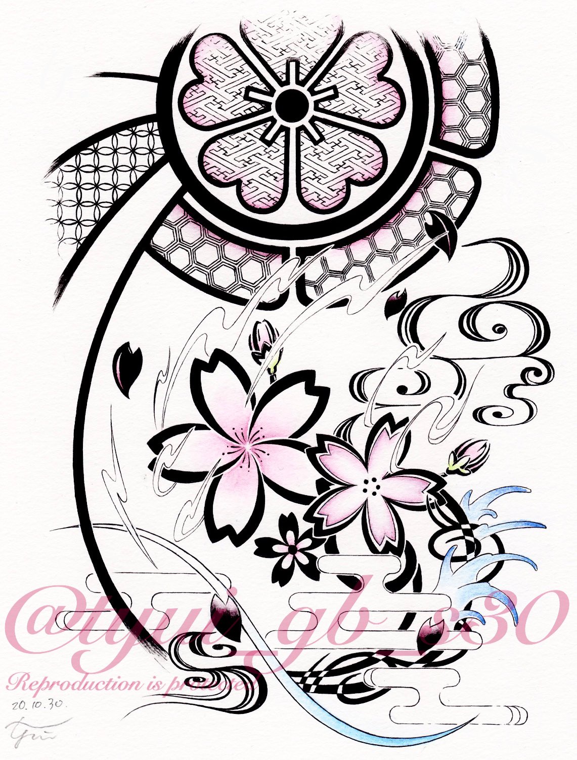 ちゅい トライバる垢 リバイバル 桜 Re Tribal 10 30 過去作リメイクの和柄仕上げ タトゥー 和柄 トライバル イラスト デザイン アナログ絵 絵描きさんと繫がりたい イラスト王国 ちゅいトラ T Co Tspy1r9rvm Twitter