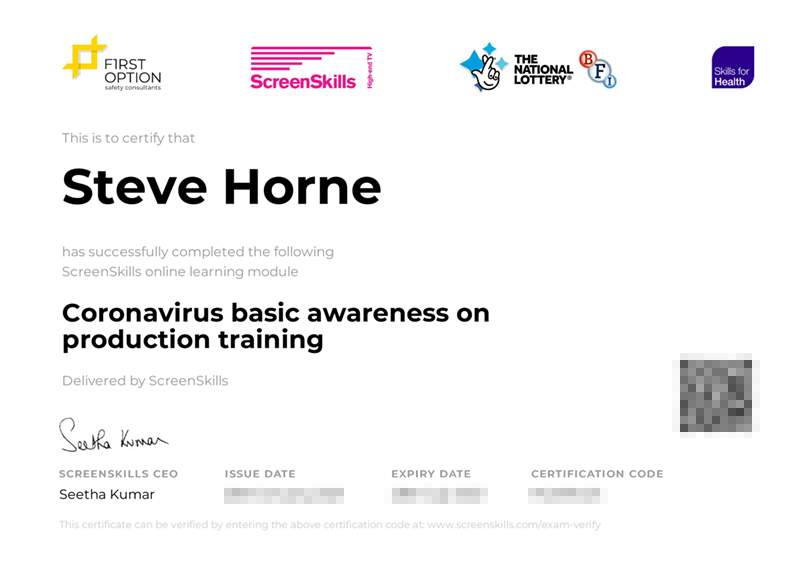 FilmSteveH's tweet photo. Got an hour to spare? Log onto ScreenSkills and take their Basic Covid Awareness Production Training module. It's mostly common sense and will keep you and other crew safe in this Covid-19 world. #productiontraining @UKScreenSkills https://t.co/KhNxwXVtK4 https://t.co/9cqAnex2RP