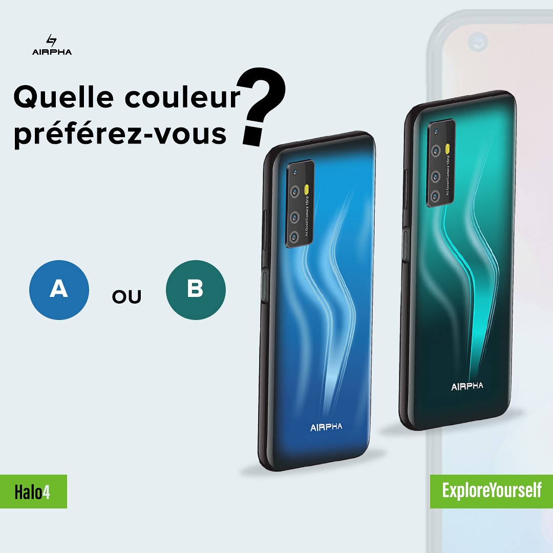 AirphaBenin's tweet photo. Même modèle, même design mais deux couleurs différentes. Dites-nous laquelle préférez-vous ?
A ou B
N’hésitez surtout pas de laisser en commentaire votre préférence de couleur pour le Halo4
Que du plaisir avec AIRPHA
#Airpha
#ExploreYourself
#Halo4
#AirphaBenin https://t.co/c2q7e1hEWq