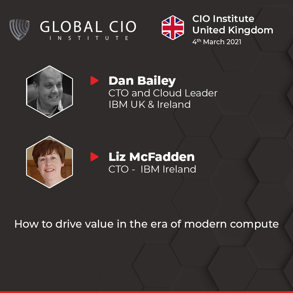 CxO_events's tweet image. Join to hear Dan Bailey, CTO/Cloud Leader from @IBM UK and Liz McFadden, CTO IBM Ireland talk about "How to drive value in the era of modern compute" an approach to deliver value from IT today. #CIOInstitute #Value #ModernComputing