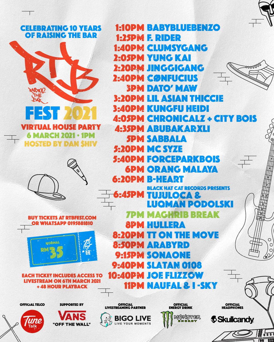 RTBMY's tweet photo. Announcing the official festival schedule 🗣🗣 Now you can plan your day around your favorite acts. Whose sets are you planning to catch this Saturday? Comment down below!

#RTBFEST2021 #10YearsOfRTB https://t.co/I8ZK8wdhKr