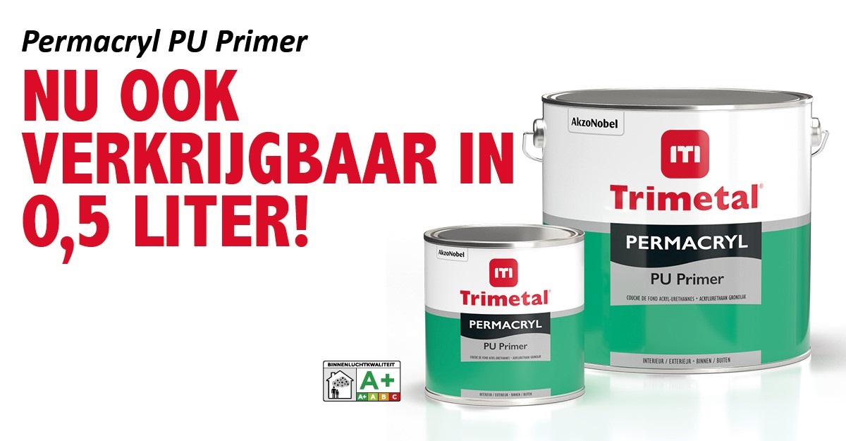 Sneldrogend, krasvast, en nu ook verkrijgbaar in een 0,5L verpakking! Permacryl PU Primer is een standaard primer voor binnenwerk. Deze 0,5L verpakking is bij uitstek geschikt voor het bijwerken van kleine beschadigingen of voor bijzondere kleuren. Vraag er naar bij je grossier.