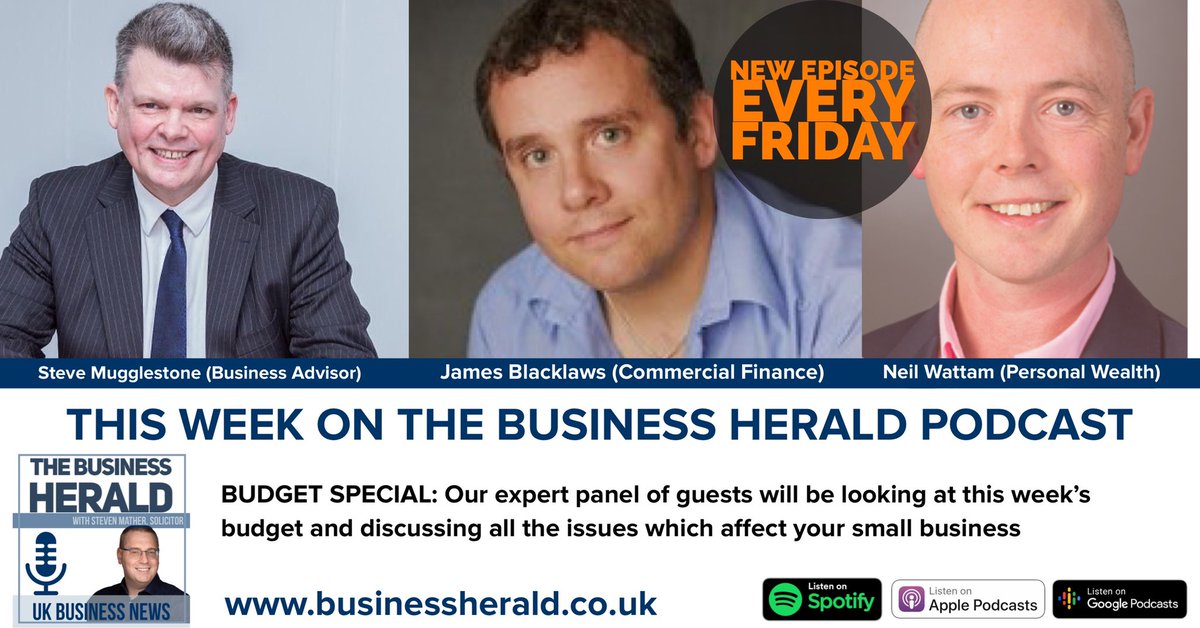 Coming this Friday - Our Budget Special  Podcast with three small business experts. 

Subscribe to the newsletter now at businessherald.co.uk