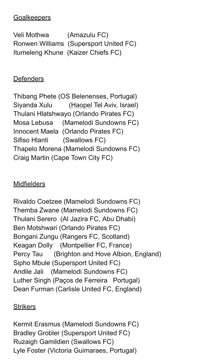 Bafana Bafana Squad 2021 : Bafana Bafana On Twitter Press ...