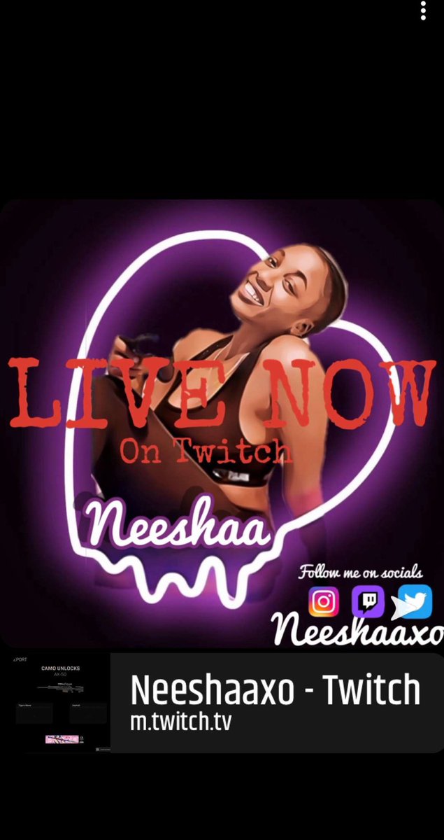 Neeshaaxo's tweet photo. Live now streaming COD with @Omzin0 ✨
https://t.co/n3dtP93uUx
#twitchgamer #liveontwitch #smallstreams #smallstreamers #blackgamer #blackgirlgamer #blackstreams #girlgamer #gamergirl #warzone #gunfight https://t.co/30kgBv1ngy
