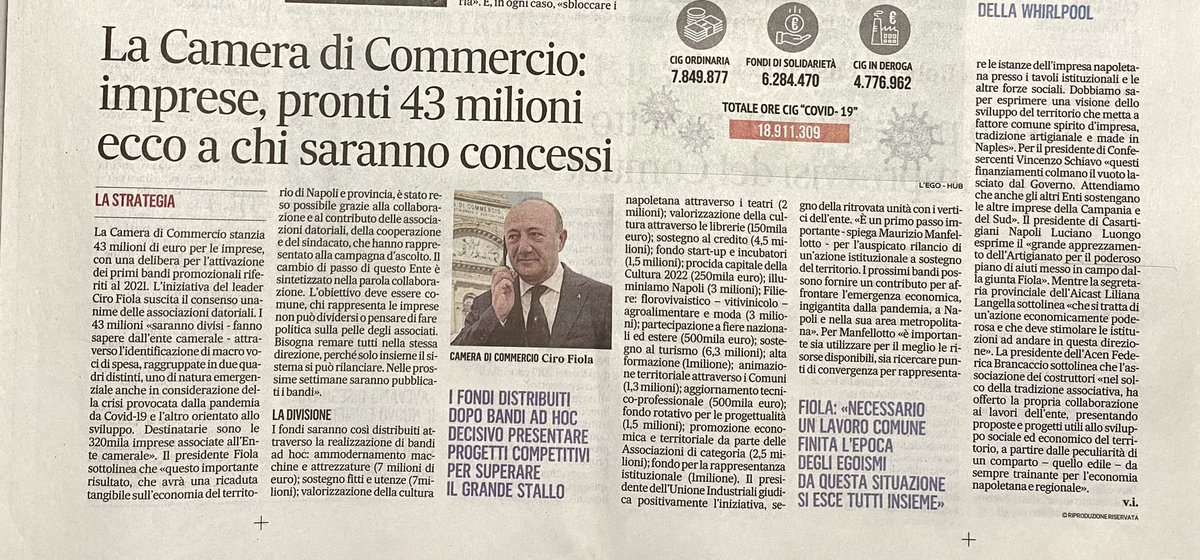 v_schiavo's tweet photo. Il nostro plauso alla delibera della #cameradicommercio di Napoli (43 milioni alle imprese napoletane): questi finanziamenti colmano il vuoto lasciato dal Governo. Questi bandi però siamo fruibili e immediati. Così sul @corrmezzogiorno e sul @mattinodinapoli. @Confesercenti https://t.co/w3XLY0IRW2