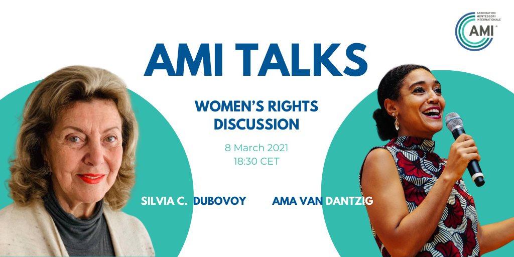 MontessoriAMI's tweet photo. On 8 March 2021, we will be holding our second AMI Talk, featuring Silvia C. Dubovoy, PhD and Ama van Dantzig, co-founder of Dr. Monk. Both Silvia and Ama will share insights on equality and equity gained from their professional lives. 
Register here: https://t.co/3pnygyRXEw https://t.co/qocgOfe9CM