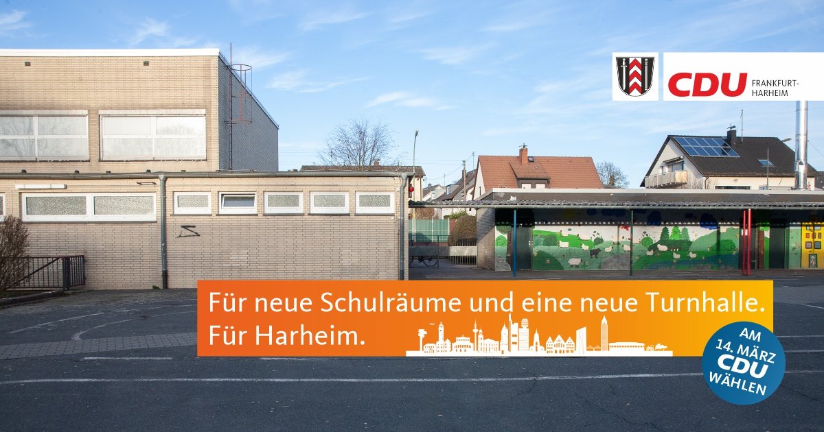 Durch uns bekamen 2020 erstmals alle Grundschulkinder in #Harheim einen Betreuungsplatz. Doch die Provisorien sind keine Dauerlösung. Wir wollen daher Turnhalle und Toilettentrakt durch Neubauten ersetzen, um Raum für Unterricht und Betreuung zu bieten.  cdu-harheim.de/programm2021/