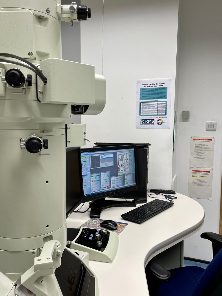 strawberry_debs's tweet photo. The @RoyalMicroSoc @BioImagingUK imaging facility guidelines for acknowledgement are displayed in all 14 of our @Abdn_Micro labs/microscope rooms as well as our office. Here they are next to our @JEOLEUROPE JEM 1400 Plus TEM and also the adapted version on our facility website 🔬 https://t.co/p7b3wzGlJZ