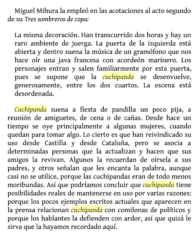 Cast_Olvidado's tweet photo. 📖 Alex Grijelmo en su libro 'Palabras moribundas' habla de la #PalabraDelDia, cuchipanda.

🗣 #Cuchipanda

@RAEinforma @Fundeu https://t.co/YoW3FHpZMU