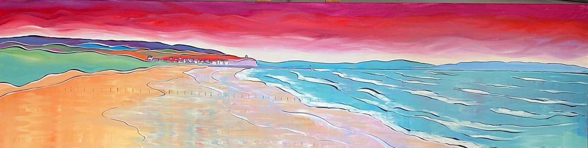 A 60 x 16” commission of #Portstewart Strand currently making its way across the Atlantic to #Massachusetts. #CommissionedArtwork #PortstewartStrand #BespokeCanvas #VisitCauseway