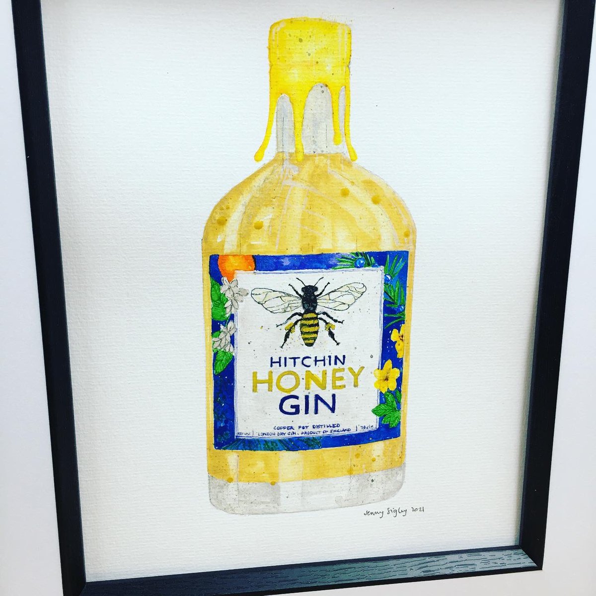 Completed this gin painting for this gorgeous Hitchin Honey Gin. #gin #painting #commission