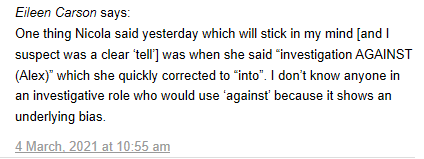 CrossgateCentre's tweet photo. "...when she said “investigation AGAINST (Alex)” which she quickly corrected to “into”." https://t.co/TwFSeg7rvQ