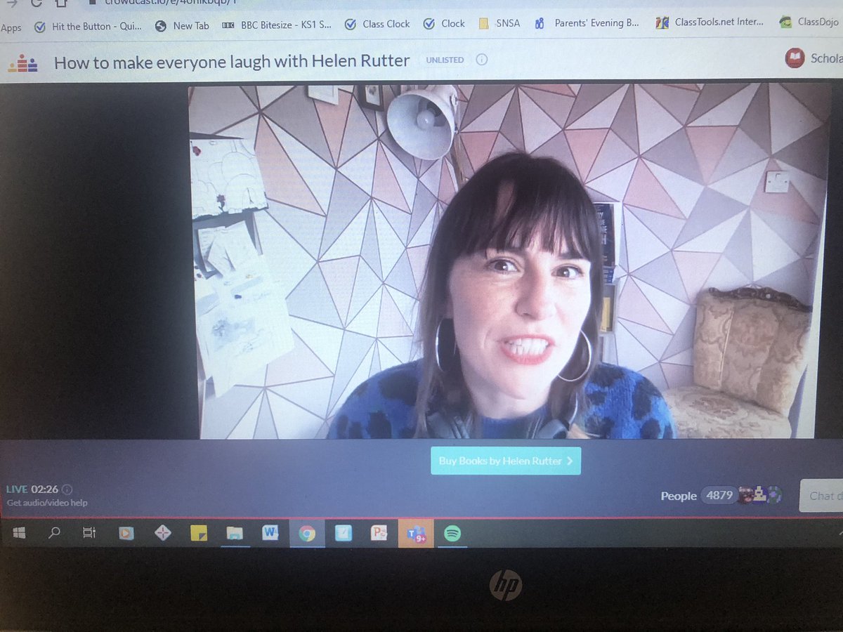 SmithShona's tweet photo. P5C @SimpsonPrimary enjoying listening to Helen Rutter talk about her new book βThe Boy Who Made Everyone Laughβ and giving us tips on how to write a book - donβt get it right, get it written! @ReadSps #WorldBookDay #SPSLovestoRead https://t.co/FDhqRk5vPA