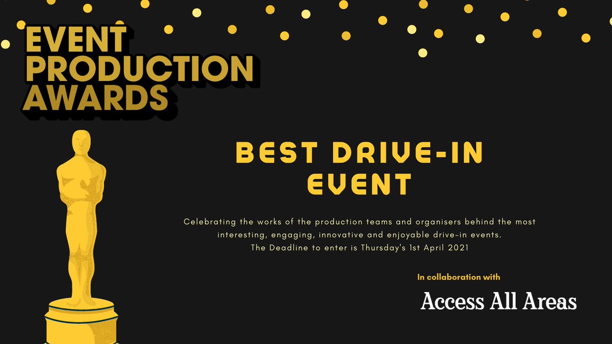 Drive-in events have become more popular during the event restrictions allowing for social distancing and entry for group bubbles 🚗 - we want to celebrate those that stood out from the rest at the Event Production Awards 🎉
Enter your drive-in event here: bit.ly/3uTzOL5