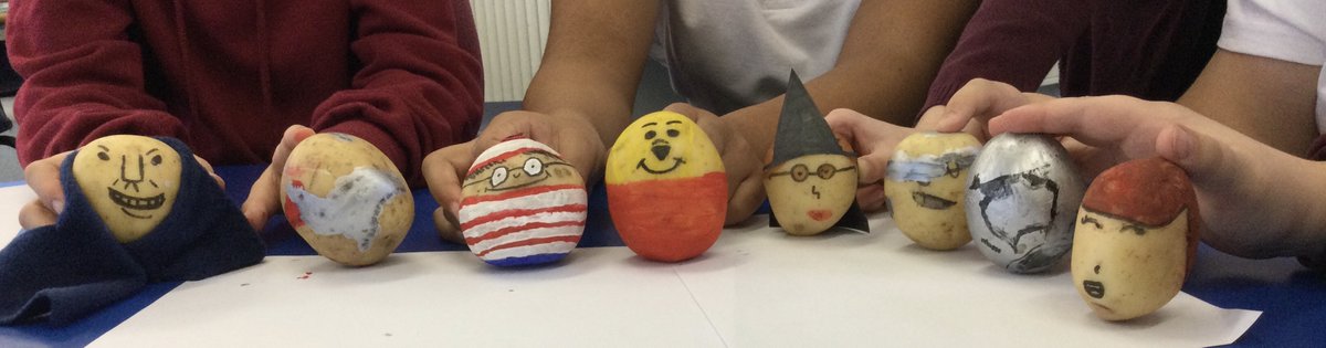 ThamesideSch's tweet photo. BKE World Book Day 2021! Can you guess our potato head famous book characters? #TPS #Thamesideprimaryschool #WBD https://t.co/sJQDWUlaxk