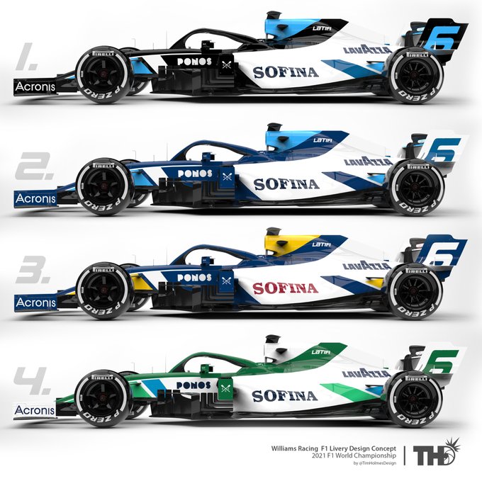 Four Williams F1 livery design concepts by Tim Holmes Design - which would you choose?