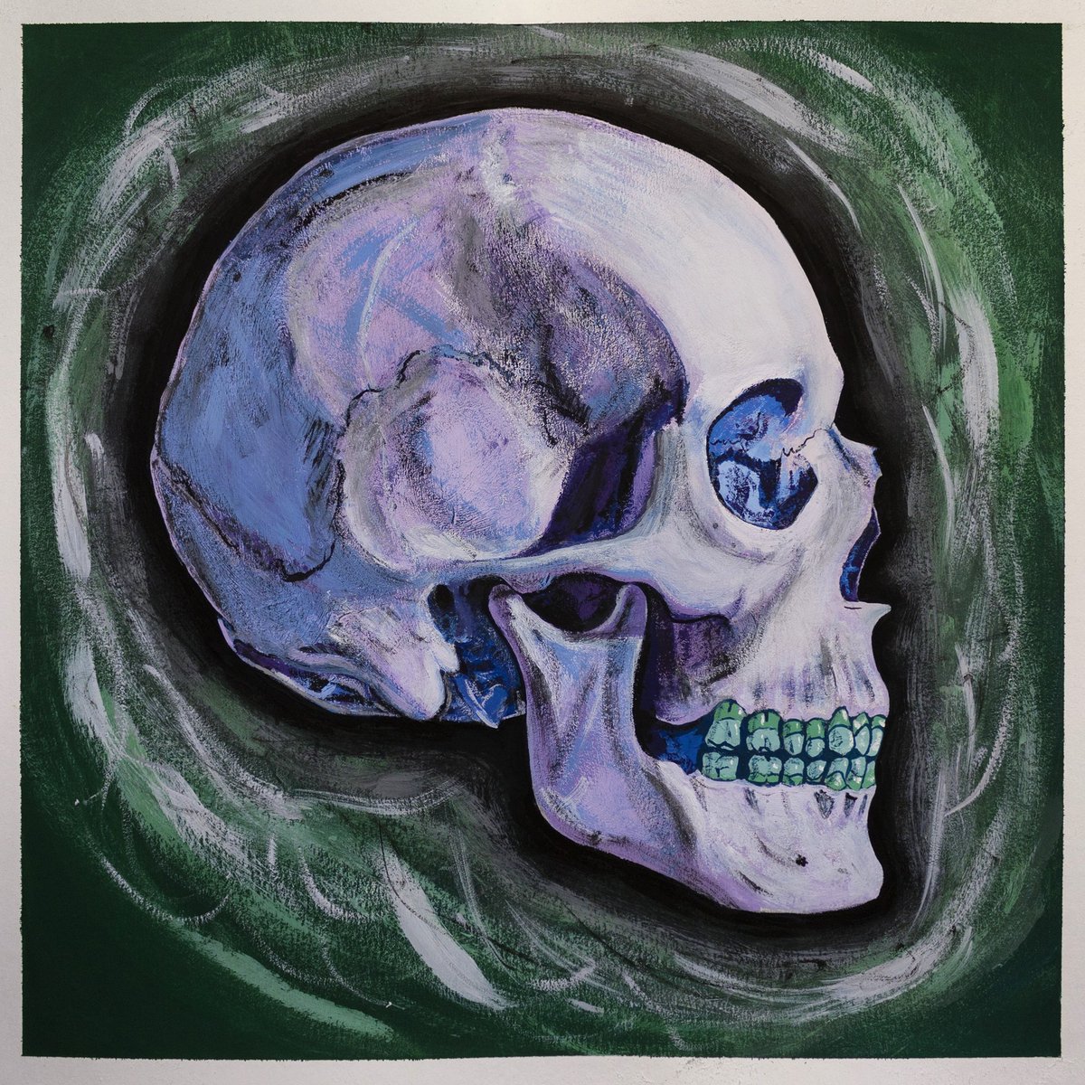 Ryan_Silva_'s tweet photo. Skull sketch --> skull painting, gouache on bristol, 10x10" 💀

#art https://t.co/hXGmQ0iPlK