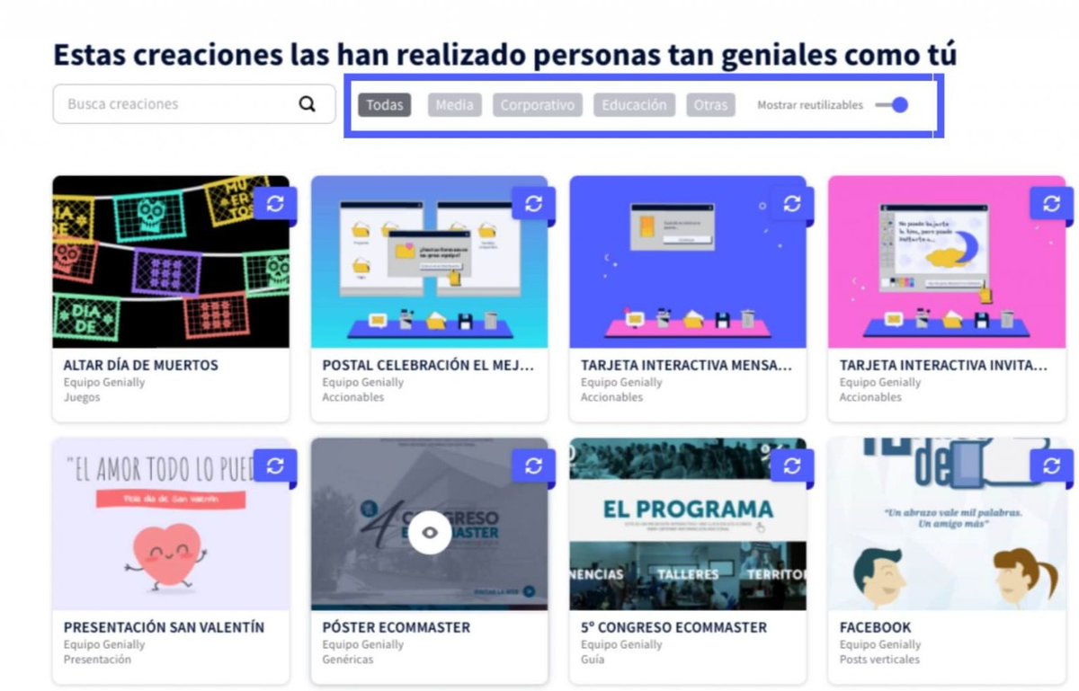 javilayunta's tweet photo. ✏La comunidad de @genially_es comparte sus #contenidos temáticos en; #ReutilizarGenially, #GeniallyReutilizable o #SharingGenially.
Puedes reutilizarlos o compartirlos tu también.
El formato #evergreen está de moda👉https://t.co/JFqwkPGq73 https://t.co/EInYwgcbCw