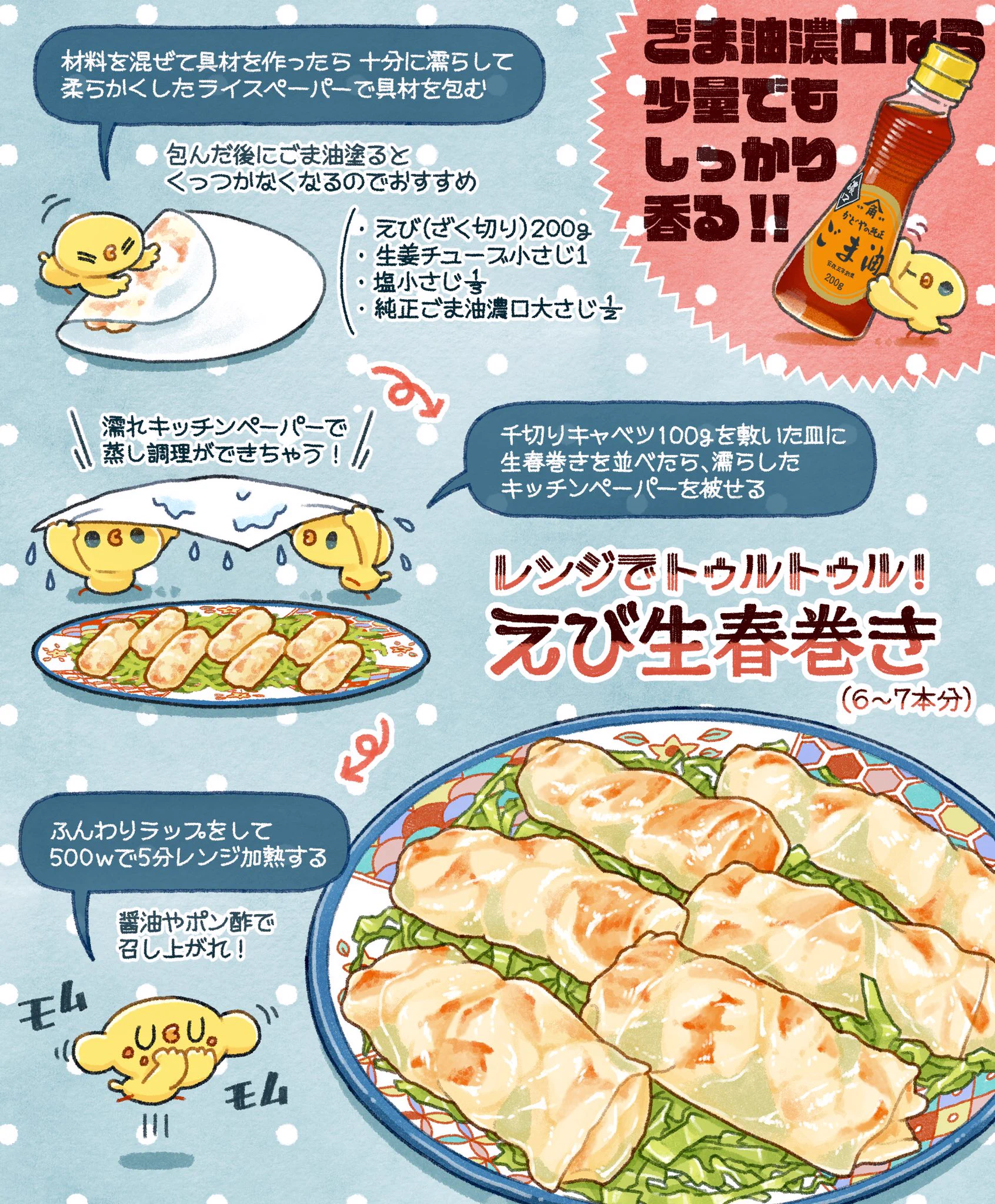 蒸し器が無くてもOK？！電子レンジで簡単調理、えび生春巻きのレシピ！