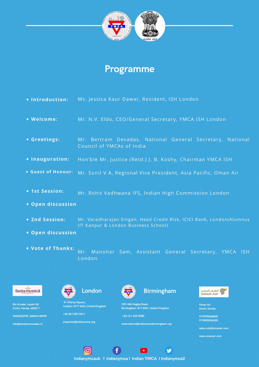 indianymca2's tweet photo. WE HAVE BIG NEWS!!We are giving away a FREE ticket from India to London courtesy of Oman Air. All you have to do is attend our Free Webinar this Saturday to be in for a chance to win🎉T&amp;C apply.#competition #indianstudents #studyabroad @ymcabombay @EnjoyFitzrovia @indiansinlondon https://t.co/k2wY91kgWr