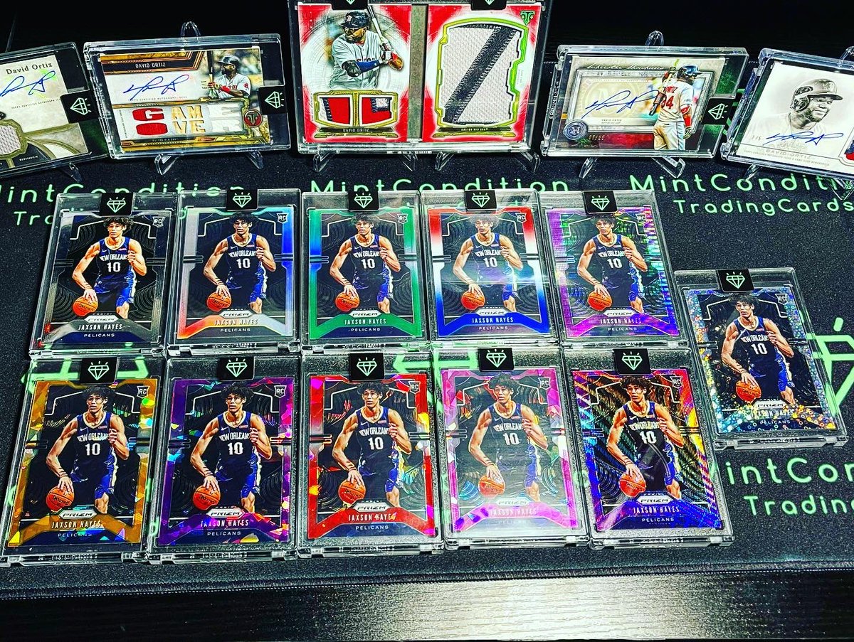 MCTCBaseball's tweet photo. Sharing this again because I didn’t get much love on the last one 😕....I’m buying Jaxson Hayes cards missing from this rainbow! Will look at autos also! Help ya boy out! Not $1 @MintConditionTC @sports_sell @HiveCards @HobbyConnector @LarELegnd https://t.co/NUOvgJZcyq