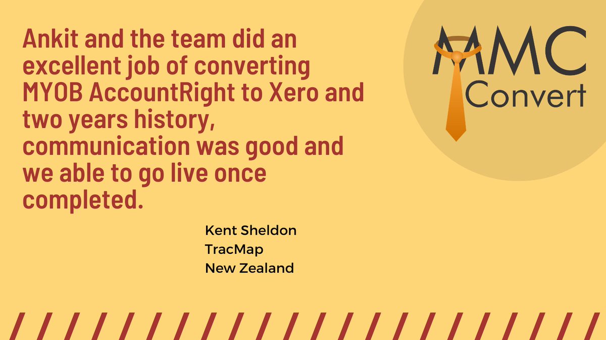 mmcconvert's tweet image. Hi Kent Sheldon,
We are happy to hear you had an amazing experience at @mmcconvert! We are happy to see that you are satisfied with our migration services from MYOB Accountright to @Xero Once again, thank you for sharing your experience with us. #xero #xeroconversion #mmcconvert
