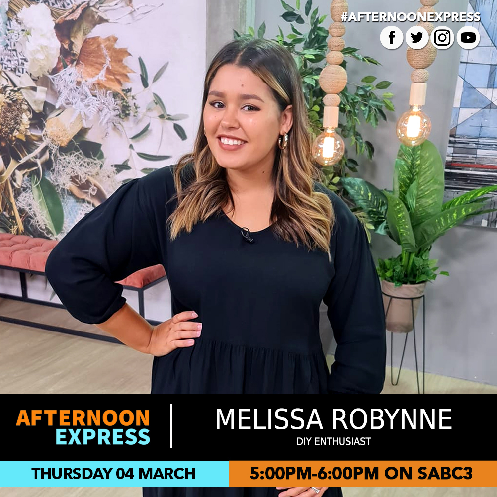 SABC3's tweet photo. From a DIY demonstration by @MelissaRobynne to a performance by @mapara_a_jazz - @AfternoonChat has you covered from 5pm. #EscapeWithS3 #AfternoonExpress #TheStageIsYoursOwnIt https://t.co/Wl9J59pOcI