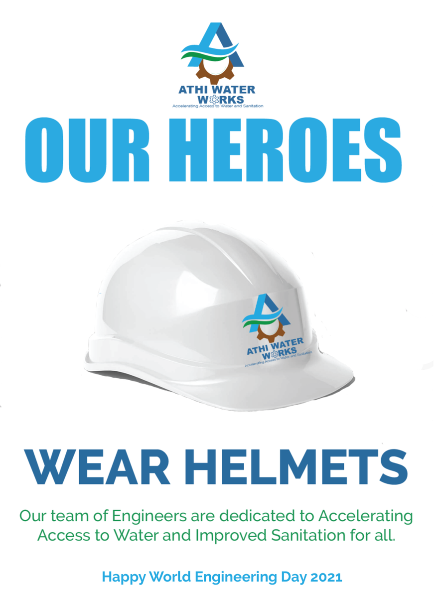 AthiWaterWorks's tweet photo. As we celebrate World Engineering Day 2021, special thanks to all the Engineers working tirelessly to deliver services to Kenyans.

Our heroes wear helmets!👷👷👩‍🔧👷‍♀️
#WorldEngineeringDay2021 https://t.co/hlRucrhXVD