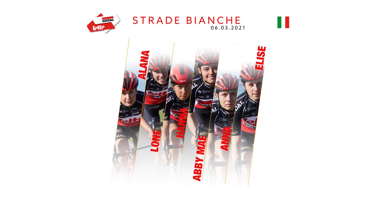 Lotto Cycling Team (@lottocycling_) on Twitter photo Saturday's #StradeBianche is the first WorldTour race for the #LottoSoudalLadies and here's how we'll line up ๐
๐ง๐ช <a href="/AlanaCastrique/">Alana Castrique</a>
๐ง๐ช <a href="/LoneMeertens/">Lone Meertens</a>
๐ธ๐ช <a href="/HhannaNilssson/">Hanna Nilsson</a>
๐ฌ๐ง <a href="/abbymaep/">Abby Mae Parkinson</a>
๐ต๐ฑ <a href="/ancurro/">Anna Lafourte</a>
๐ง๐ช Elise Vander Sande Saturday's #StradeBianche is the first WorldTour race for the #LottoSoudalLadies and here's how we'll line up ๐
๐ง๐ช <a href="/AlanaCastrique/">Alana Castrique</a>
๐ง๐ช <a href="/LoneMeertens/">Lone Meertens</a>
๐ธ๐ช <a href="/HhannaNilssson/">Hanna Nilsson</a>
๐ฌ๐ง <a href="/abbymaep/">Abby Mae Parkinson</a>
๐ต๐ฑ <a href="/ancurro/">Anna Lafourte</a>
๐ง๐ช Elise Vander Sande