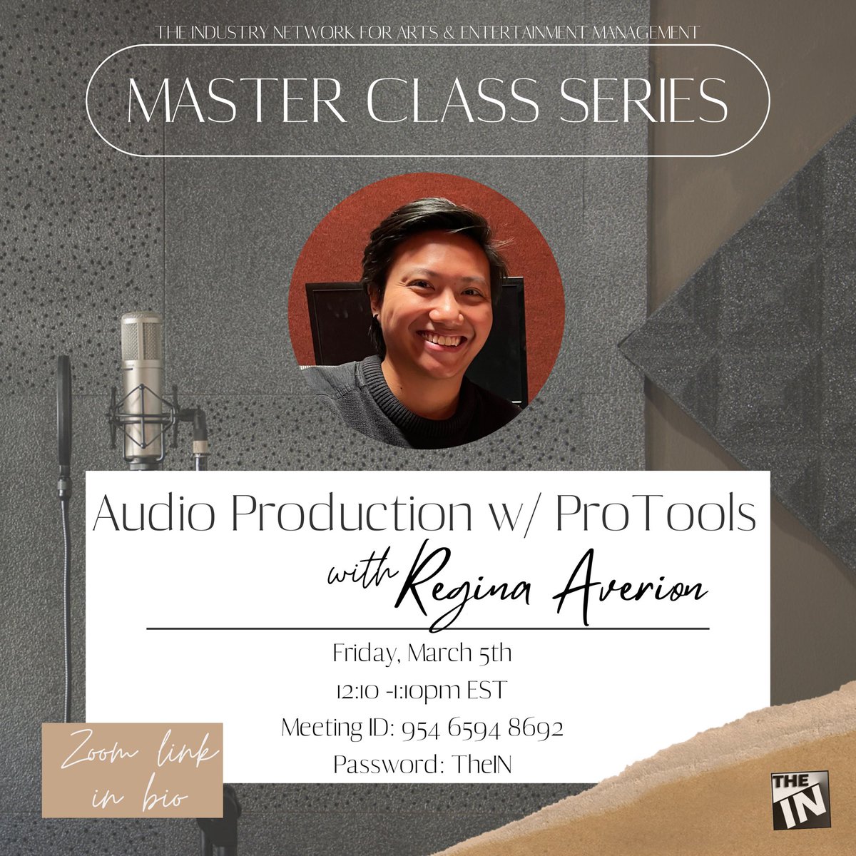 paceAEMIN's tweet photo. Join us tomorrow for our Audio Production w/ Protools Masterclass featuring the talented Regina Averion!  🎧 Click the link in our bio to join! https://t.co/7SK7Mn9aql