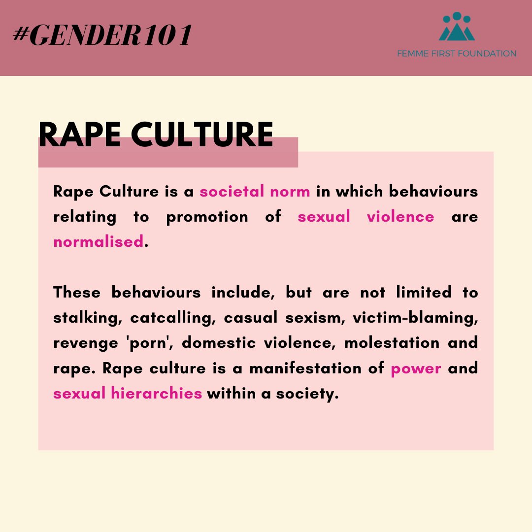 FemmeFirstF's tweet photo. In India, rape culture is highly intersectional. Communities that are marginalised due to caste, religion, gender, disability and socio-economic status are more likely to be subjected to sexual violence.

#Gender101 #rapeculture #gender #victimblaming https://t.co/2ISV7c8SZr
