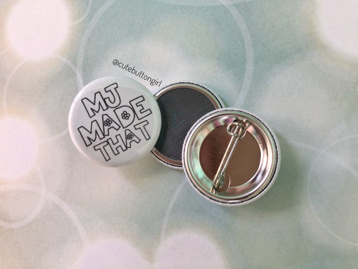 CuteButtonGirl1's tweet image. Yeah she did!

“mj.made.that” on IG got these of her logo back in June with a black background... 
and here they are in white! Nice!

 #cutebuttongirl #cuteasabuttongirl #minibutton #mjmadethat #cuteasabuton #celestho_crafters #handmadeaccessories #mississaugaontario