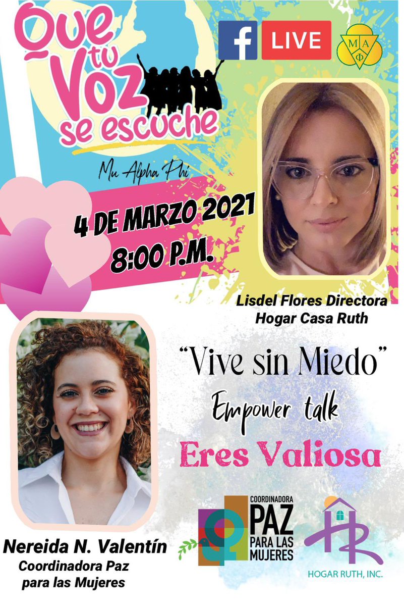 MuAlphaPhi_1927's tweet photo. Empower Talk de esta noche con Mariel Maité Llerandi de anfitriona y Amarilis Ramírez, trabajando la interacción con el público.  Episodio de esta noche es auspiciado por Que Tu Voz Se Escuche, campaña en pro del empoderamiento de la mujer durante el mes de marzo. https://t.co/zuepkpShEb