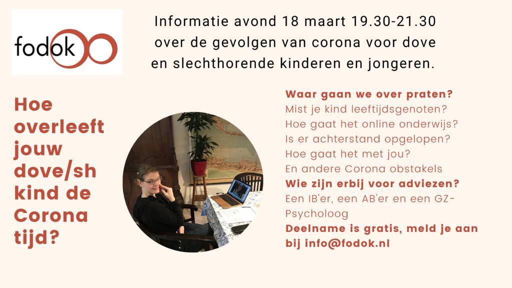 Vandaag over 2 weken: online info avond. Je bent van harte welkom! #oudersvandovekinderen #oudersvanslechthorendekinderen #onderwijsincoronatijd