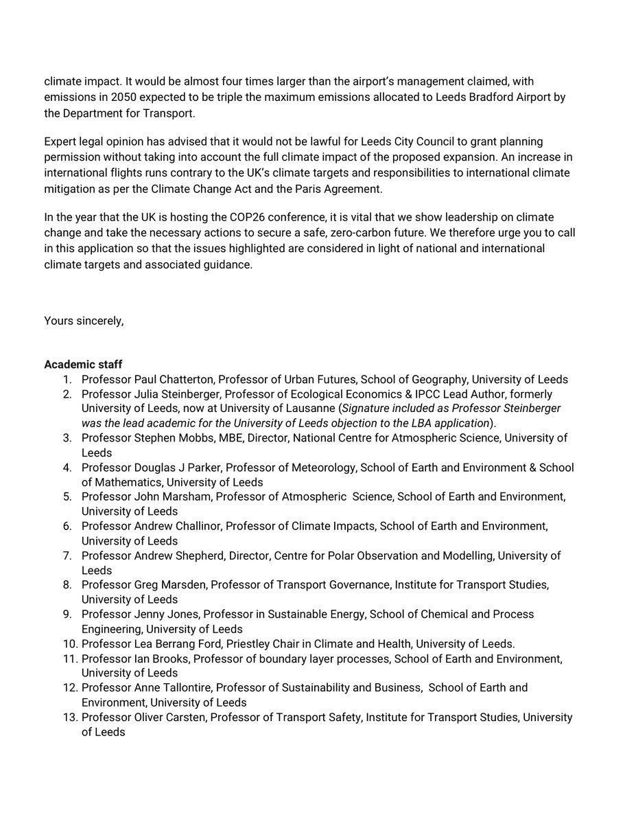 Paul Chatterton (@paulchatterton9) on Twitter photo 246 staff and postgraduates from <a href="/UniversityLeeds/">University of Leeds</a> have signed an open letter to <a href="/RobertJenrick/">Robert Jenrick</a> asking him to ‘call in’ the application to expand <a href="/LBIAirport/">LeedsBradfordAirport</a>
This has national importance. Will our Government protect us from the #ClimateCrisis?
read here
galba.uk/post/246-staff… 246 staff and postgraduates from <a href="/UniversityLeeds/">University of Leeds</a> have signed an open letter to <a href="/RobertJenrick/">Robert Jenrick</a> asking him to ‘call in’ the application to expand <a href="/LBIAirport/">LeedsBradfordAirport</a>
This has national importance. Will our Government protect us from the #ClimateCrisis?
read here
galba.uk/post/246-staff…