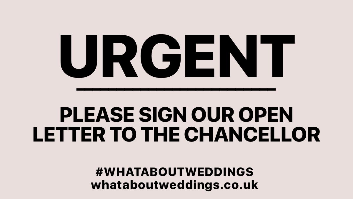 WAWofficialUK's tweet photo. SIGN OUR OPEN LETTER
@RishiSunak's failure to support the wedding industry fails both businesses and couples. 
400,000 workers have been forgotten and a £14.7bn sector has been ignored.
Add your name to join our call for urgent help - https://t.co/y7AHx4A8AN 
#whataboutweddings https://t.co/1jGZ3OJi2H