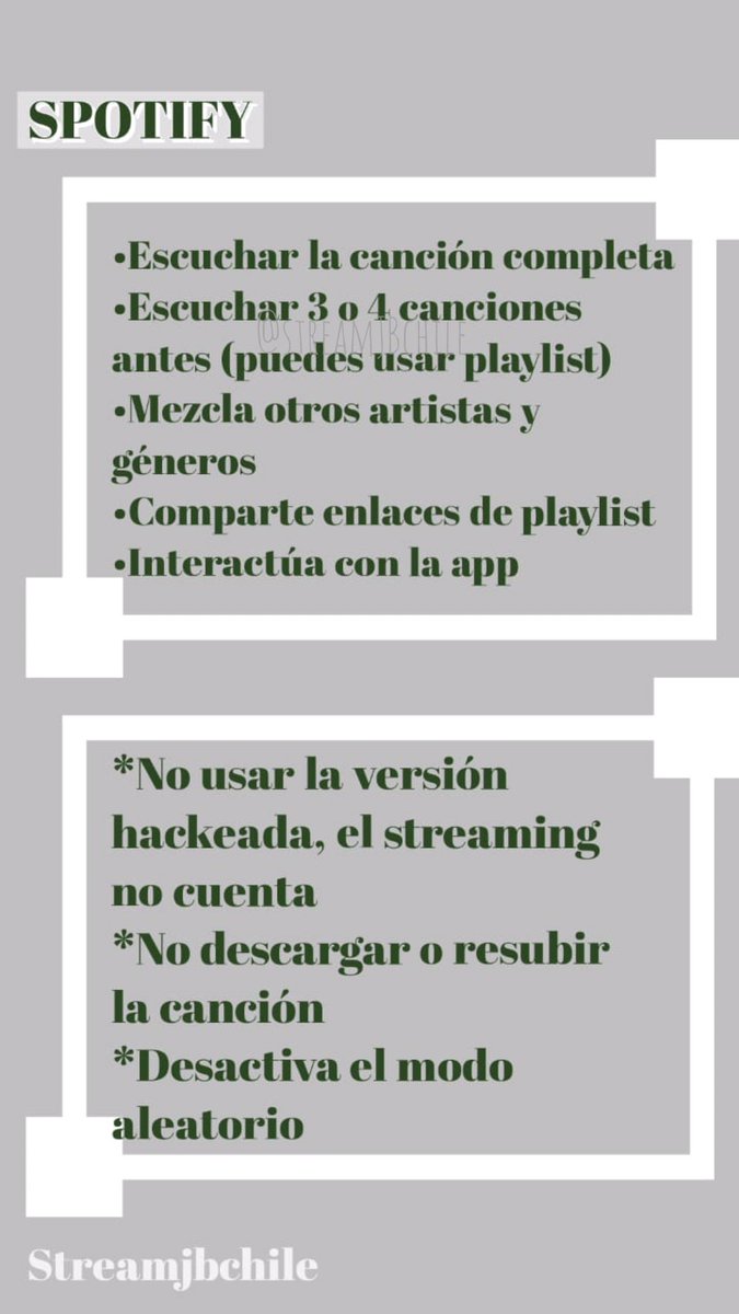 streamJBchile's tweet photo. 🎶SPOTIFY 🎶
Apenas salga la canción les subiremos playlists para un buen stream
➖DESACTIVAR el bucle, aleatorio, autoplay
➖Playlists de 3-4 Horas
➖NO agregar a artistas que son competencia en el Top
#HoldOn #HoldOnTonight https://t.co/5l8Y31ZjeB