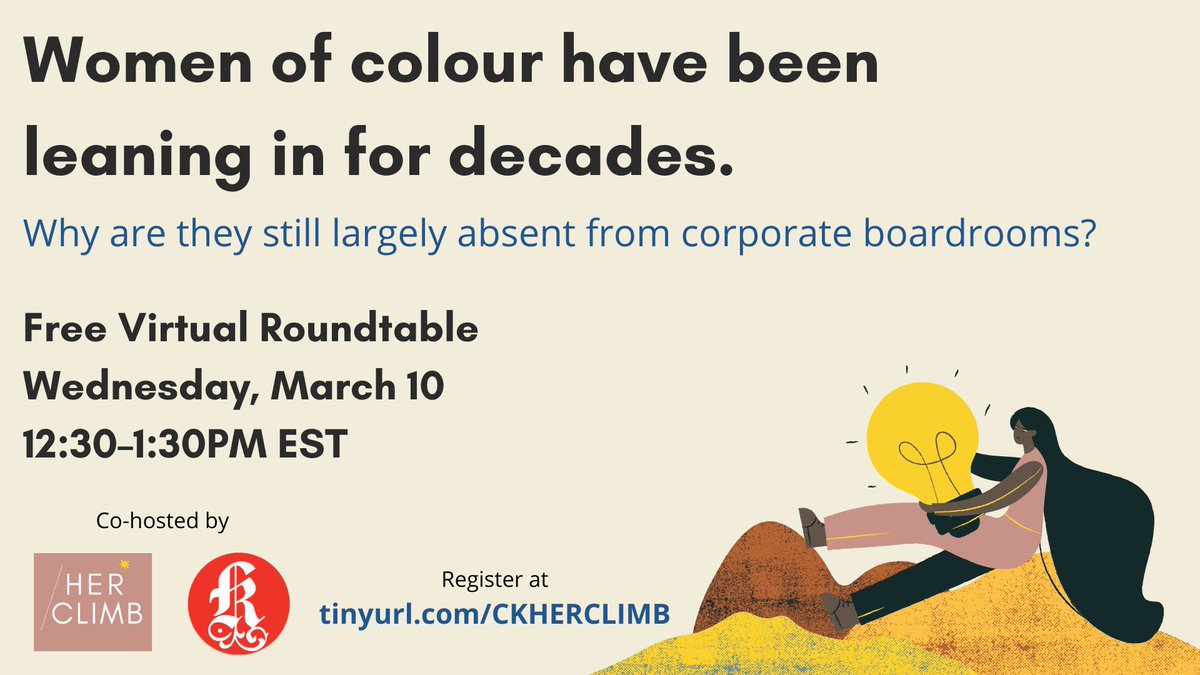 Corporate Knights (@corporateknight) on Twitter photo We have partnered with <a href="/herclimb/">Dr. Shilpa Tiwari</a> for an important conversation about why racialized and Indigenous women are still largely absent from senior leadership positions in the corporate space. Listen with us on March 10 at 12:30PM EST. Register for free at tinyurl.com/CKHERCLIMB We have partnered with <a href="/herclimb/">Dr. Shilpa Tiwari</a> for an important conversation about why racialized and Indigenous women are still largely absent from senior leadership positions in the corporate space. Listen with us on March 10 at 12:30PM EST. Register for free at tinyurl.com/CKHERCLIMB