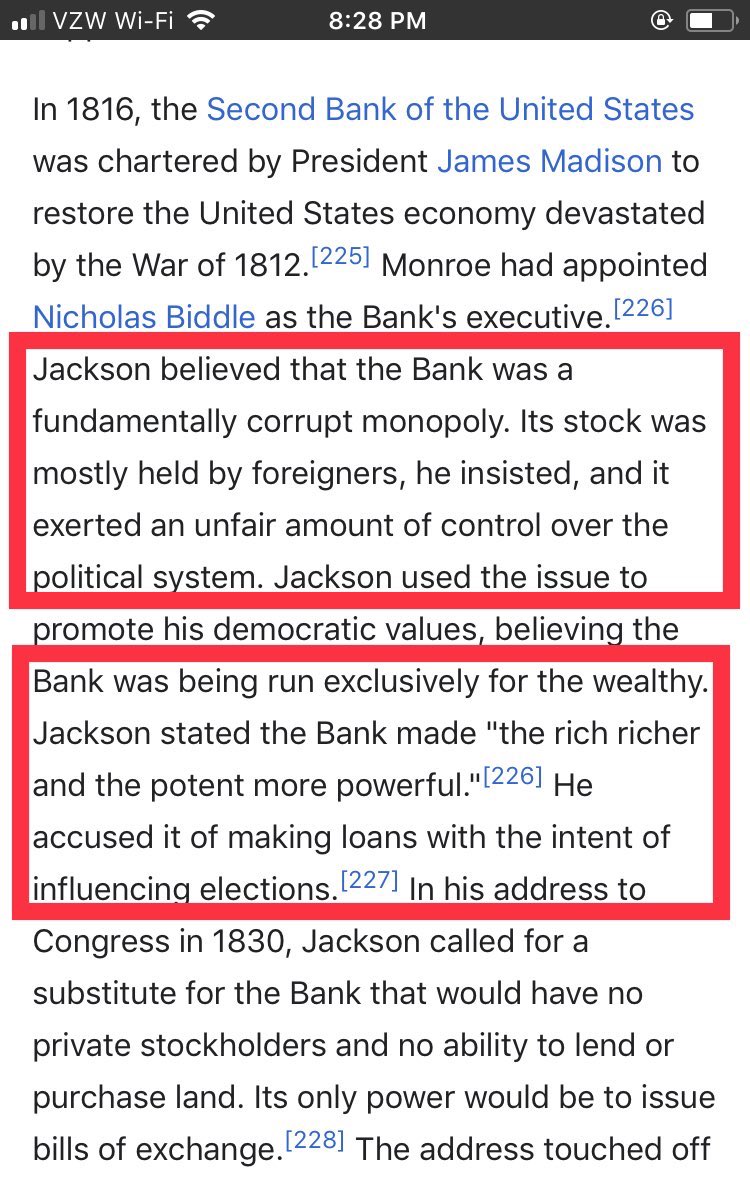 29/ Calhoun-loved slavery & governance-helped give a large chunk of land to the British Royal Charter company-fought vehemently for a National Bank-Fought to expand the bank & our National Debt-Pushed us towards civil warPresident AJ had a different plan: