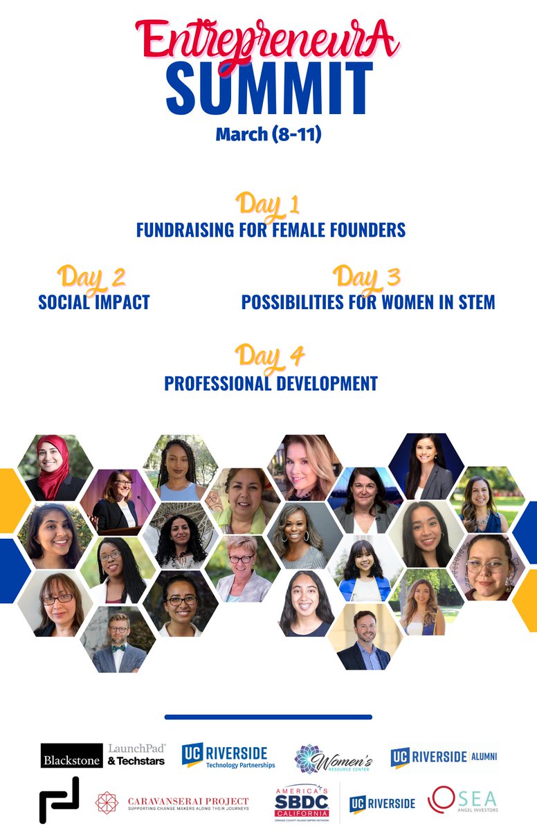 Join <a href="/LaunchpadUcr/">Blackstone LaunchPad powered by UCR EPIC</a> EntrepreneurA Summit on March 8-11th &amp; attend panel discussions about funding, STEM, social impact, professional development &amp; more, celebrating International Women's Day! 

FREE RSVP: entrepreneurasummit.com
