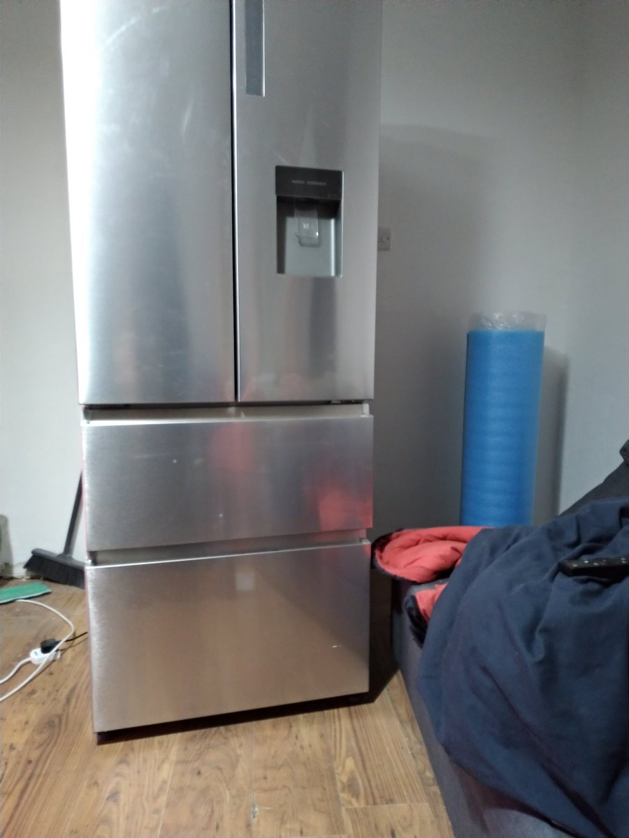 Chaotic_Cold's tweet photo. Having the fridge is the middle of the living room seems quite efficient #kitchenrenos https://t.co/wpnqKG0sCm