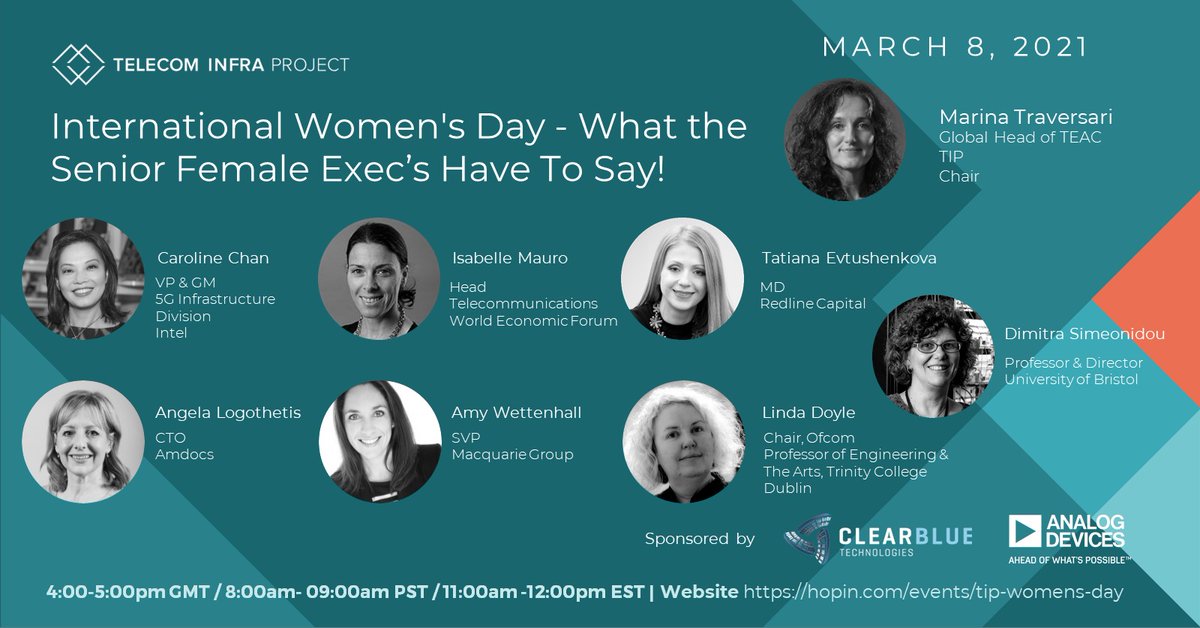 TelecomInfraP's tweet photo. We are looking forward to our upcoming #IWD2021 panel with female industry leaders on Monday hosted by @meenaminx and sponsored by @clearblueonline and @ADI_News. Learn more and register for the event here: https://t.co/lQouZ3wyIJ https://t.co/axvtGQCr0d