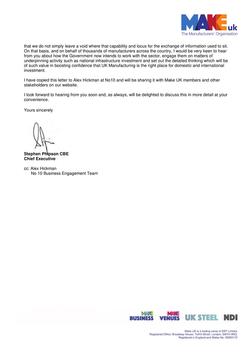MakeUKCampaigns's tweet photo. The decision to cancel the @beisgovuk Industrial Strategy and disband the Council has caused significant frustration amongst the manufacturing community.
 
On behalf of UK manufacturing, today we have written to Secretary of State @KwasiKwarteng to express this disappointment. https://t.co/v2xUw8LrwA