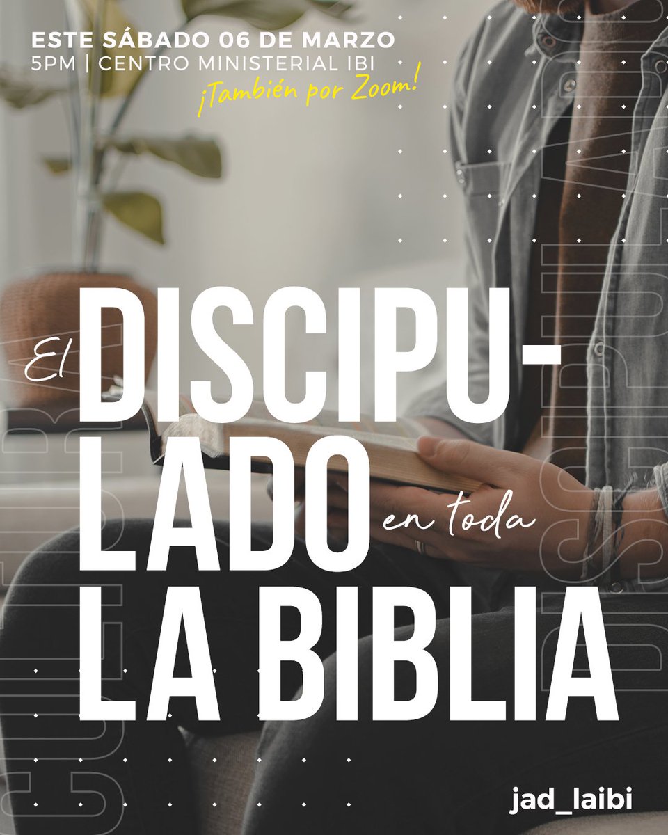 jad_laibi's tweet photo. ¡Te esperamos este sábado 06 de Marzo a las 5:00pm en el Centro Ministerial! ¡No te lo pierdas! Además también estaremos disponibles a través de Zoom para aquellos que no puedan asistir de manera presencial. Escríbenos por DM para más información. https://t.co/B7PGPxfHss