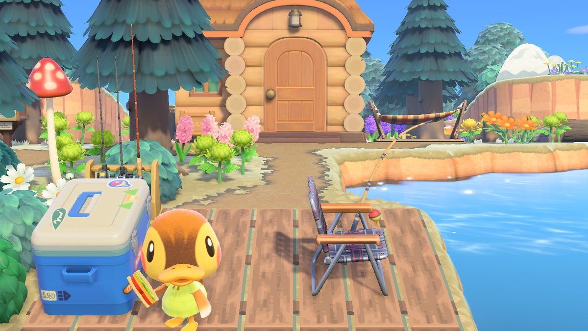 RainfallACNH's tweet photo. Molly's cabin on the lake. #AnimalCrossing #ACNH #NintendoSwitch https://t.co/rFsXxyzVNW