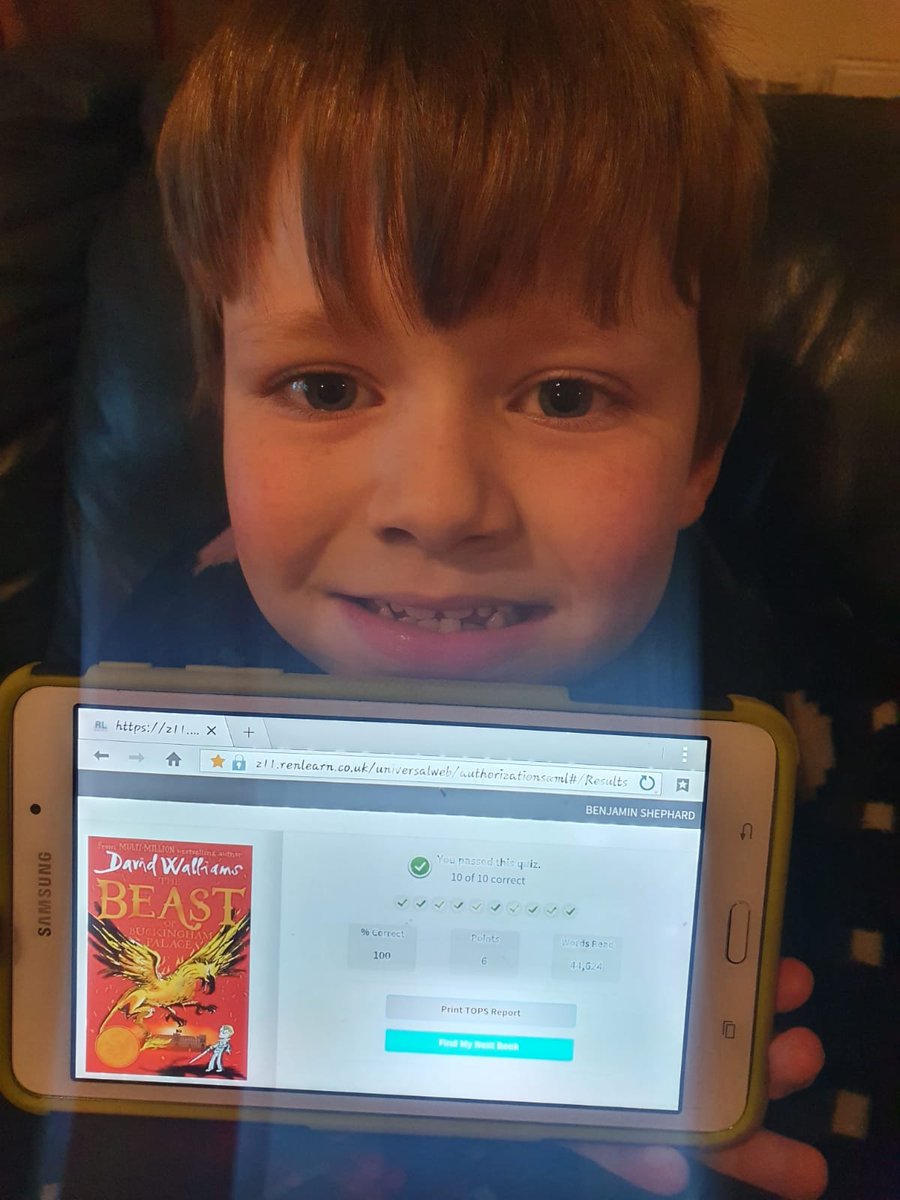 PeterShephard7's tweet photo. @Class3L_WS well Miss Large he only went and did it ... all afternoon it has taken him but he finished the book and passed the quiz! He hopes Miss Forshaw hasn't done the word count yet 🤞@Class6F_WS https://t.co/TixmHCYHo4